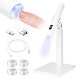 White 9W LED Nail Light for Gel Nails: Handheld LCD Display Screen Flash Cure Lamps with Stand for Gel Nail 8s Quick Drying Cordless Handsfree U V Light for Nails Home Manicure Nail Dryer