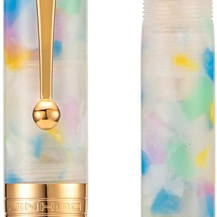 Jinhao 100 Fountain Pen Celluloid Classic Style, #6 Nib Smooth Writing Instrument with Refillable Converter and Pen Case Set