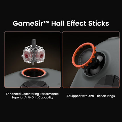 Wireless PC Controller with Hall Effect Joysticks & Triggers, 2.4G & Wired 1000Hz Polling Rate, Remappable Buttons - Compatible with PC/Switch/Steam/Android (Grey)
