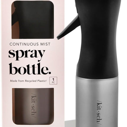 Kitsch Continuous Spray Bottle for Hair – Fine Mist Water Mister & Water Spray Bottle – Recycled Hair Spray Bottle – Spray Bottles for Cleaning, Styling, Plants & More – Black, 150ml