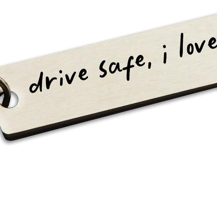 Key Chain Drive Safe I Love You Engraved Initial Personalized Gift for Husband Boyfriend