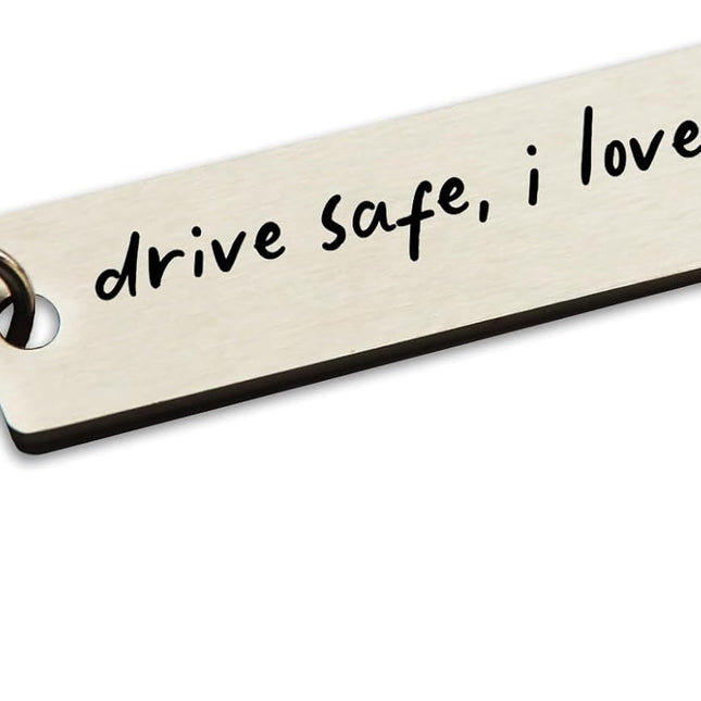 Key Chain Drive Safe I Love You Engraved Initial Personalized Gift for Husband Boyfriend