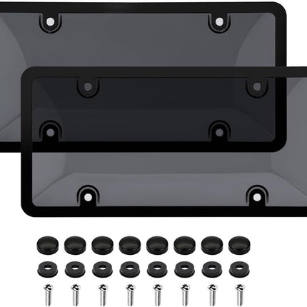 License Plate Holder & Frames, 2 Pack License Plate Protector, ABS Car Front/Rear License Plate Frame with Screws Caps, Fit Any Standard US Plates