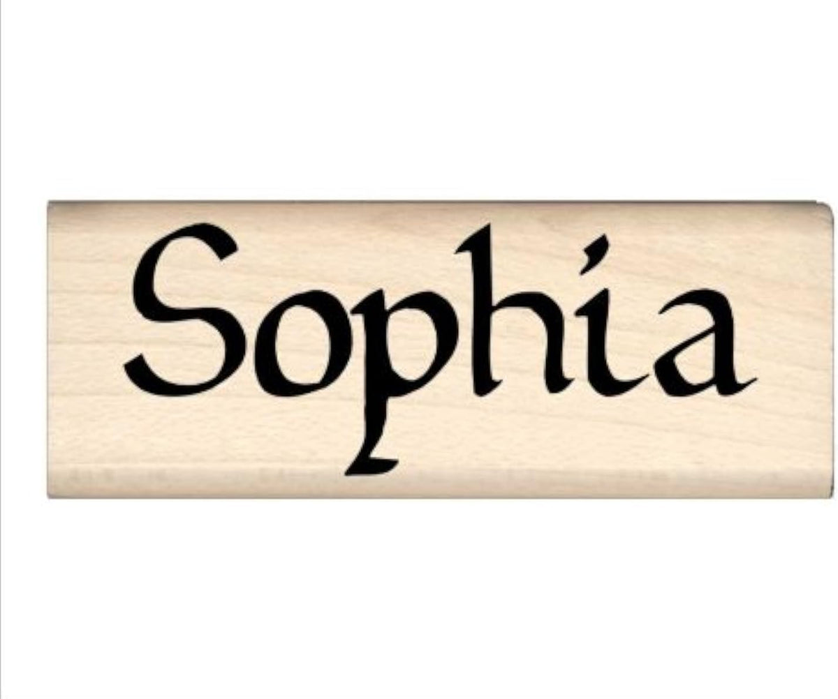 Sophia Name Rubber Stamp, Red Rubber on Block, Ink Pad Not Included