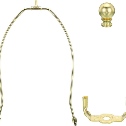 PATIKIL 11 Inch Lamp Harp Kit with Finial, 1 Set Detachable Shade Bracket Holder, DIY Lighting Accessories for Table Floor Lamps, Gold Tone