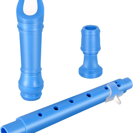 Eastrock Recorder Instrument German Style Soprano Recorder Blue 3 Pieces for Beginners with Cleaning Rod, Fingering Chart, Packing Bag, Thumb Rest