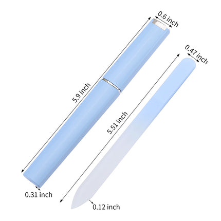Set de 3 limas de uñas de vidrio con estuche para uñas naturales