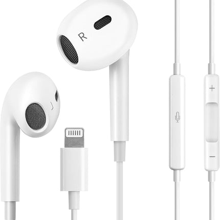 Wired Headphones for iPhone Ear buds with Lightning Connector (Built-in Microphone & Volume Control) Earbuds Compatible for iPhone 14/14 Pro/14 Plus/13/12/11/XR/XS/X/8/7【Official Certified Earphones】