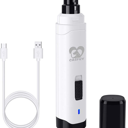 Casfuy Dog Nail Grinder Upgraded - Professional 2-Speed Whisper-Quiet Electric Pet Nail Trimmer Painless Paws Grooming & Smoothing for Small Medium Large Dogs & Cats (White)