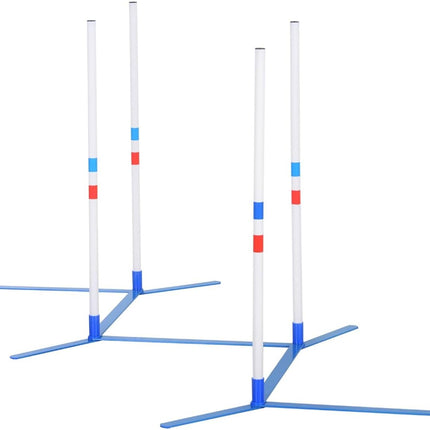 Lightweight Dog Agility Weave Pole Kit 6 Adjustable PE Poles for Outdoor Training 120inLx23.5inDx37inH White 5.3lb Includes Foldable Carry Bag