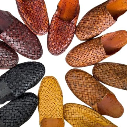 Dark Brown Woven Mules for Women – Vintage-Style Braided Slip-Ons, Chic Boho Flats, Handcrafted Leather Mules with Woven Details