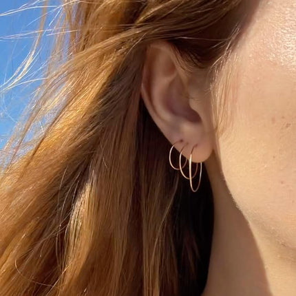14k Real Gold Thin Hoop Earrings | Hoops Gold Hoop Earrings for Women Tiny Dainty 14 Karat Small Earring Hoops Mini Hugging Petite 14 Carat Wire Endless Skinny Earings Aretes Argollas Huggies Jewelry | Handmade in FL