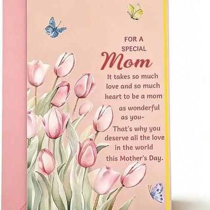 Mothers Day Card for Mom, Greeting Card from Daughter or Son, Happy Mother’s Day with Envelope, Meaningful Mothers Day Gifts for Mom