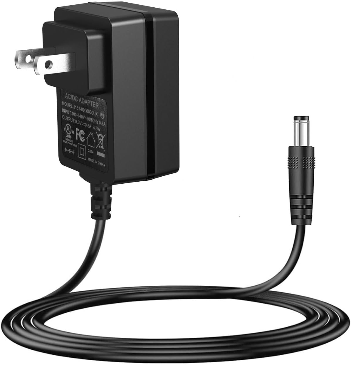 DC 9V 500mA Guitar Pedal Power Supply Adapter AC Wall Charger Adapter One Spot 5.5mmX2.1mm Compatible for Most Effect