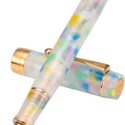 Jinhao 100 Fountain Pen Celluloid Classic Style, #6 Nib Smooth Writing Instrument with Refillable Converter and Pen Case Set