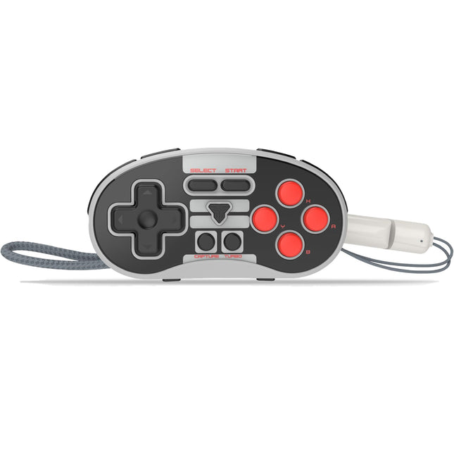 Mini Retro Bluetooth Controller Keychain Sized Portable Gamepad for Nintendo Switch, PC, Android and macOS (gray)