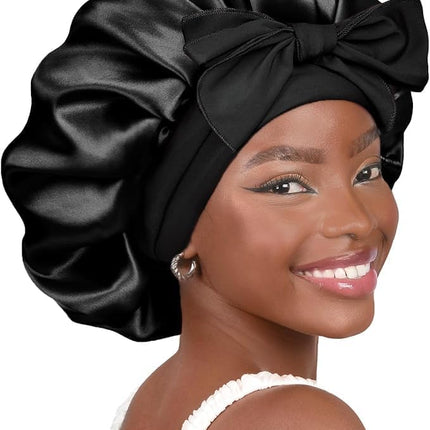 YANIBEST Adjustable Satin Bonnet for Sleeping Women Double Layer Hair Wrap Reduce Friction Prevent Frizz Natural Curly Hair