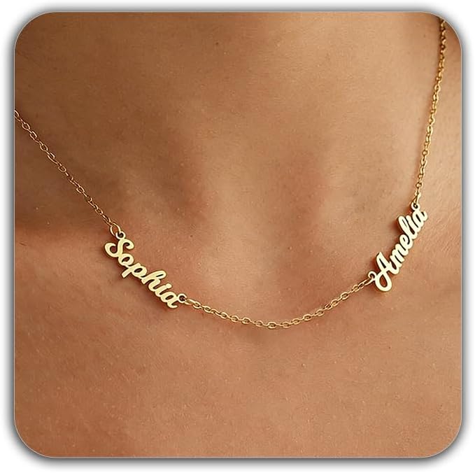 Custom 2-Name 18K Gold-Plated Family Necklace for Women