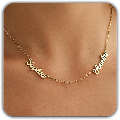 Custom 2-Name 18K Gold-Plated Family Necklace for Women