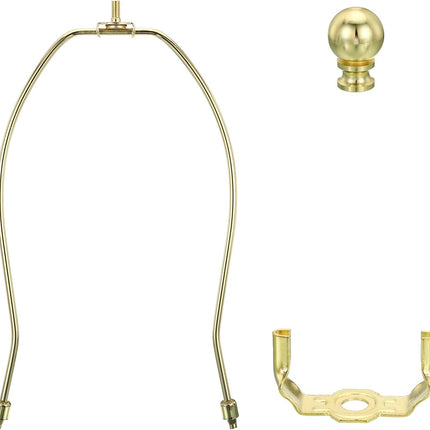 PATIKIL 10.5 Inch Lamp Harp Kit with Finial, 1 Set Detachable Shade Bracket Holder, DIY Lighting Accessories for Table Floor Lamps, Gold Tone