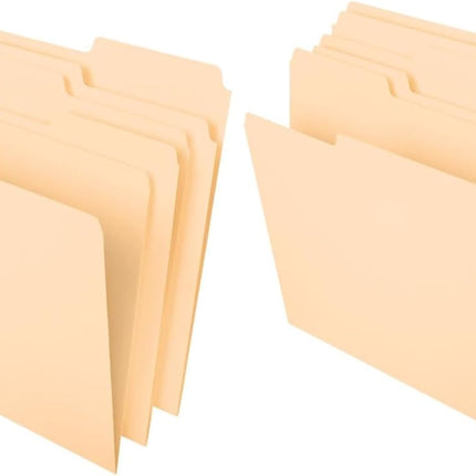 Pendaflex File Folders,Letter Size,8-1/2" x 11",Classic Manila,1/3-Cut Tabs in Left,Right,Center Positions,100 Per Box (65213),(Pack of 2)