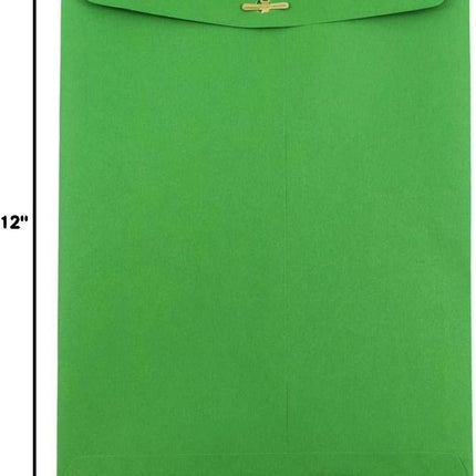 JAM PAPER 9 x 12 Colored Envelopes with Clasp Closure - Green Recycled - 50/Pack