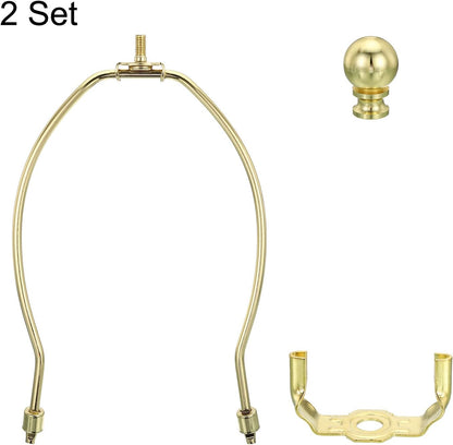 8 Inch Gold Tone Lamp Harp Kit with Finial, 2 Set Detachable Shade Bracket Holder - photo 4