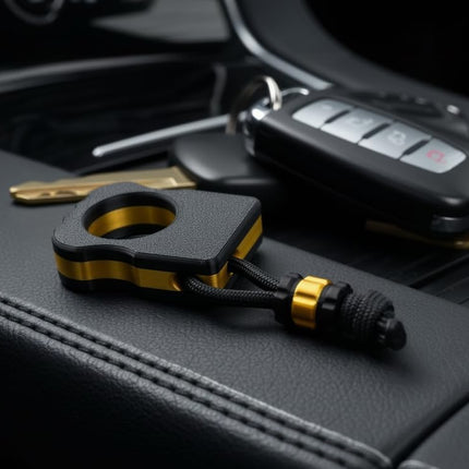 EDC Knuckle Tactical Keychain | Black with Metalic Silk Accent 3D Printed with Paracord Lanyard and Matching Bead