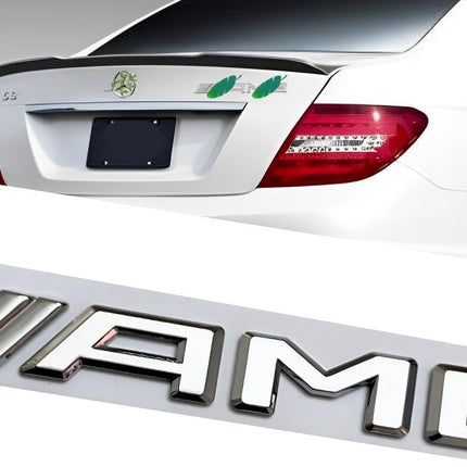 Car Emblem for Trunk lid Rear ABS Material Compatible with AMG car Badge car Style Replacement (Silver)