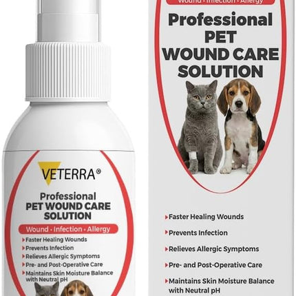 Dog and Cat Wound Care Spray for Dogs & Cats – Vet Recommended Skin Cleansing Spray, Helps Clean Minor Cuts & Scratches, Supports Skin Hygiene, Gentle No-Sting Formula - 3.38 Oz 100 Ml