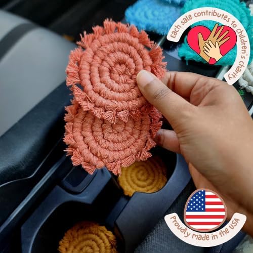 Cotton Car Coasters for Cup Holders, 2PC Car Cup Coasters
