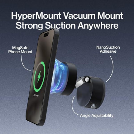 Statik HyperMount®(Gen 2) Vacuum Phone Mount - Magnetic Phone Holder, Vacuum Seal Car Phone Mount, Use on Any Surface, Compatible with Apple MagSafe and Magnetic Rings Included for Android Devices