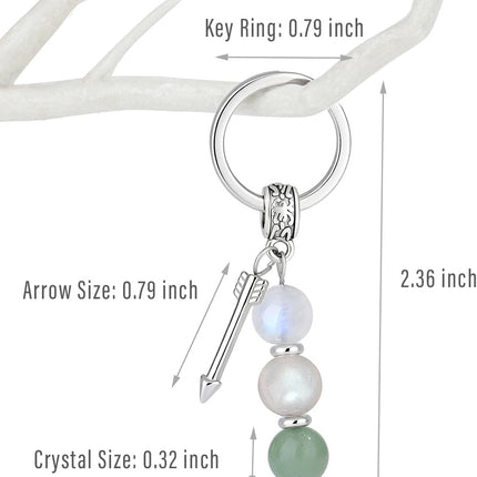 Quietsun New Beginnings Keychain - Moonstone & Labradorite Crystal Key Chain, Coworker Leaving Gifts for Women, Going Away Farewell Retirement Gift for Friends, New Job Congratulations Graduation Gift