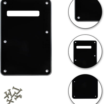 SSS 11 Holes Strat Electric Guitar Pickguard and BackPlate Set for Fender USA/Mexican Made Standard Stratocaster Modern Style Guitar Parts,Black 3ply