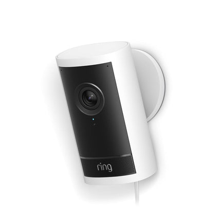 Ring Outdoor Cam Pro, Plug-In (newest model), Home or business security, Retinal 4K with wide-angle video, 10x Enhanced Zoom, and Low-Light Sight, White