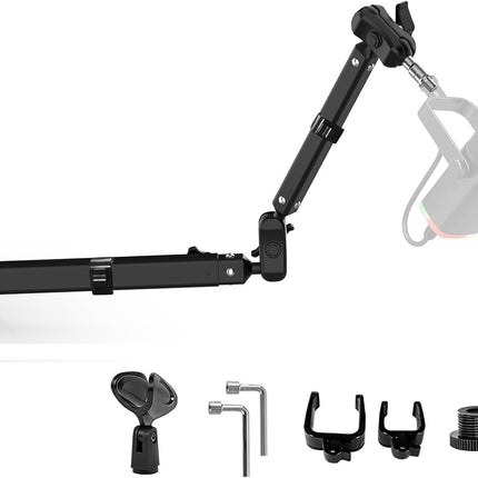 Kairiyard Microphone Boom Arm, 360° Rotatable Heavy Duty Stable Metal Low Profile Mic Arm Stand Desk Mount for Podcast Live Streaming Gaming Studio, with Cable Management, 3/8'' to 5/8'' Adapter