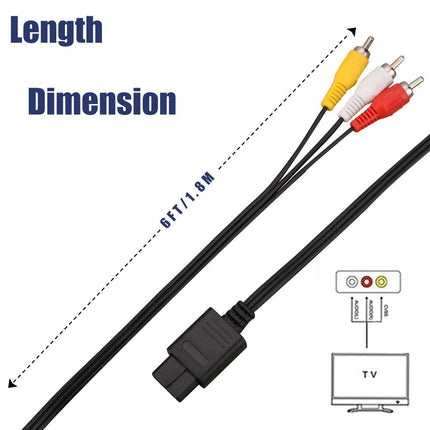 AV Cable Composite Video Cord Compatible with Nintendo 64/N64/GameCube/Super Nintendo SNES TV Game(6 Feet)