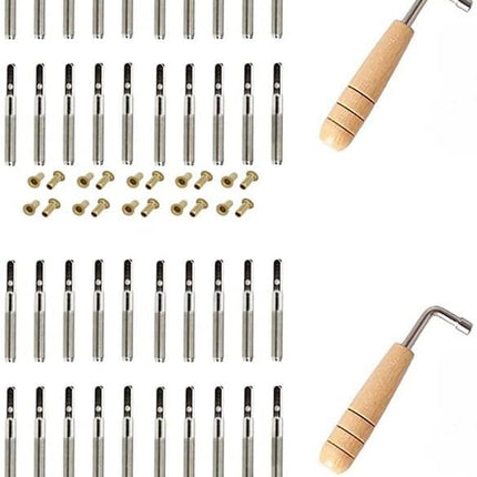 Lyre Harp Tuning Pins, String Anchor Hardware Kit: Tuning Pin Nails-Rivets Set | 40 Pins + 40 Rivets with L-Shape Tuning Wrench | For Small Lyre Harp/Stringed Instrument Tuning Repair Setup (as shown)
