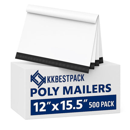 Poly Mailers Shipping Envelope Self Sealing Bags (12x15.5 100pc) (PM100), White