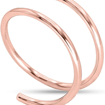 LUCKYJEWUS Double Nose Ring Hoop for Single Piercing, 14k Gold Filled or Sterling Silver Spiral Twist Nose Hoop for Women Men