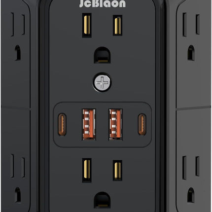 JcBlaon Outlet Extender Surge Protector - 6 Outlet Splitter with 4 USB Ports (2 USB C), Multiple Plug Expander Wall Charger, 3 Sided Multi Plug Wall Adapter Power Strip for Home Office Kitchen Travel