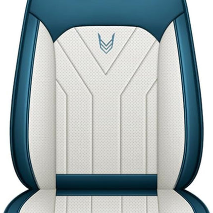 Upgraded Leather 5 Seats Car Seat Covers for Honda Civic 2022 Vehicles Front&Rear Seat Protector Anti-Slip Durable Leather Seat Cushion White Blue