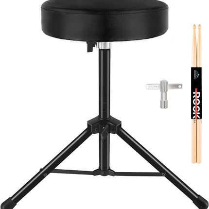 EASTROCK Drum Throne,Padded Drum Seat Drumming Stools with Anti-Slip Feet for Adults and Kids Drummers (Black)