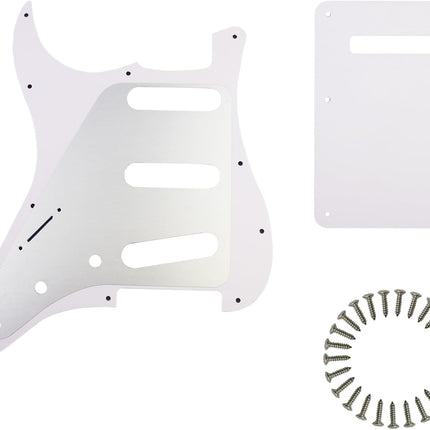SSS 11 Holes Strat Electric Guitar Pickguard and BackPlate Set for Fender USA/Mexican Made Standard Stratocaster Modern Style Guitar Parts,Red tortoise 4ply