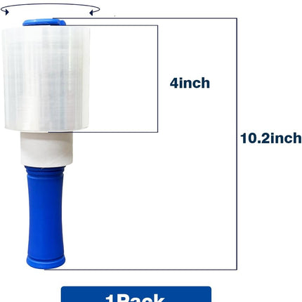 Stretch Film Roll 4"x 500ft Plastic Wrap Roll for Moving Shipping Wrap,Industrial Strength Shrink Packing Wrap Heavy Duty Stretch Film with Handle