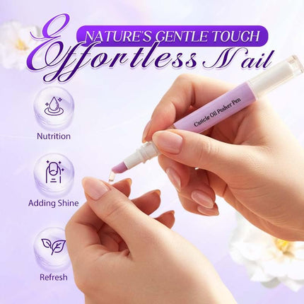 2-in-1 Cuticle Pusher & Oil Pen, 2026 New Cuticle Oil Pusher Pen, Portable Nail Care Pen Instant Cuticle Remover Tools for Dry Damaged Nails Hangnails Moisturizes Brightens (1 PCS)