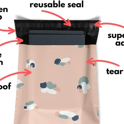 Poly Mailers 12.5x15 50 Pack | Self-Sealing Shipping Bags Envelopes for Small Business | Waterproof Durable Packaging | Variety Sample Pack | Thank You Floral Animal Cat Gold | à la mode Mailers