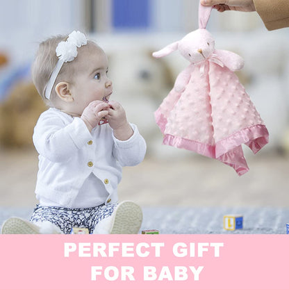 Loveys for Babies Bunny Security Blanket Baby Girl Gifts Newborn Soft Pink Lovie for Infant and Toddler - photo 4
