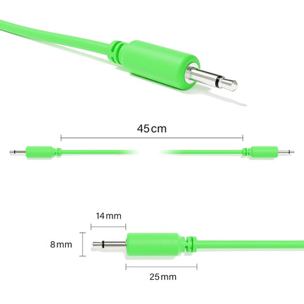 5-Pack - Mono Modular Patch Cables - TS 3.5mm 1/8" Eurorack Synthesizer [Green | 10 cm - 3.94"]