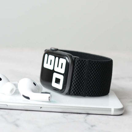 Tefeca Unity Series Elastic Compatible/Replacement Band for Apple Watch/Apple Watch Ultra (Black, Ultra Wide M fits 6.5-7.0 inch wrist, 49mm/45mm/44mm/42mm)